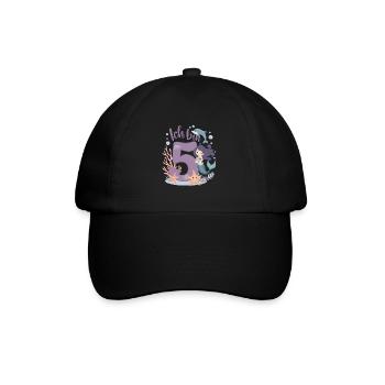 5ème anniversaire fille 5 ans sirène fête - Casquette classique - noir/noir - Devant