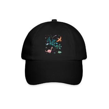ANTON - Beau prénom de garçon avec dinosaure - Casquette classique - noir/noir - Devant
