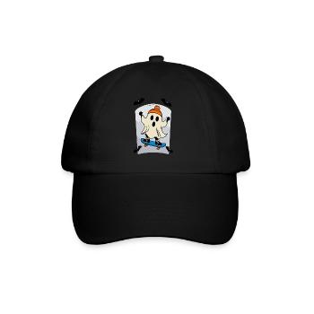 Skateboarding Ghost Funny Halloween Design - Baseball Cap - black/black - Front