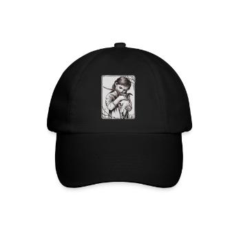 Verborgene Dunkelheit – Mädchen mit Dämonenschädel - Baseballkappe - Schwarz/Schwarz - Vorne