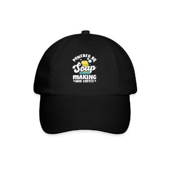 Angetrieben Von Seifenherstellung Und Kaffee - Baseballkappe - Schwarz/Schwarz - Vorne