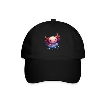 Magic kawaii axolotl with water bubbles for fans - Baseball Cap - black/black - Front
