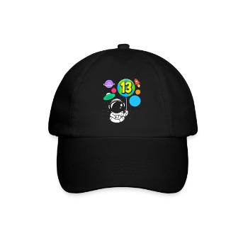 13th Birthday Boys Astronaut Birthday - Baseball Cap - black/black - Front