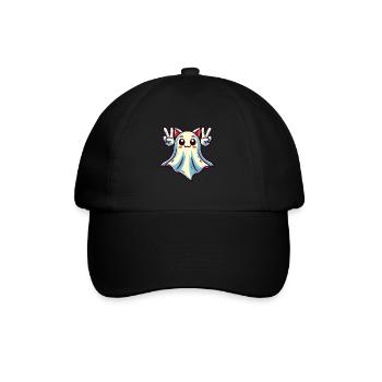 Cat Ears Ghost Kemonomimi Girl Halloween - Baseball Cap - black/black - Front