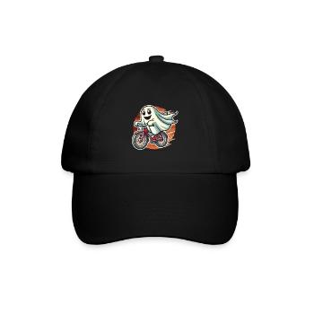 Bicycle Riding Ghost Funny Ghost - Baseball Cap - black/black - Front