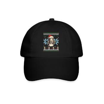 Basset Hound Pull de Noël drôle pour chien - Casquette classique - noir/noir - Devant