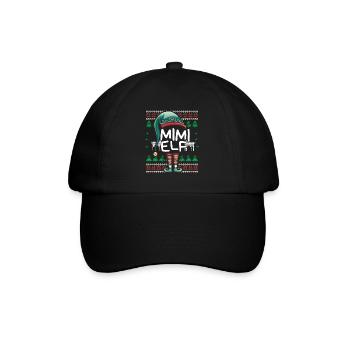 Mimi Elf Lustiges Weihnachtsfamilien-Outfit - Baseballkappe - Schwarz/Schwarz - Vorne