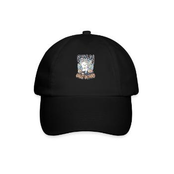 Halloween-Baseball-Ghoul an erster, Geist an dritter Stelle - Baseballkappe - Schwarz/Schwarz - Vorne