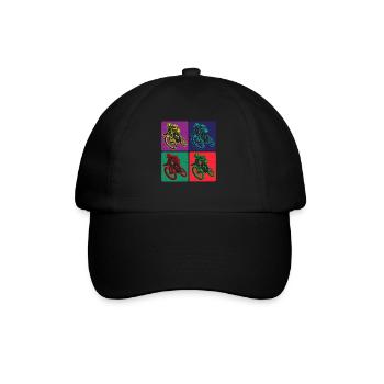 Colored Mountain Bike Rider Art - Baseball Cap - black/black - Front