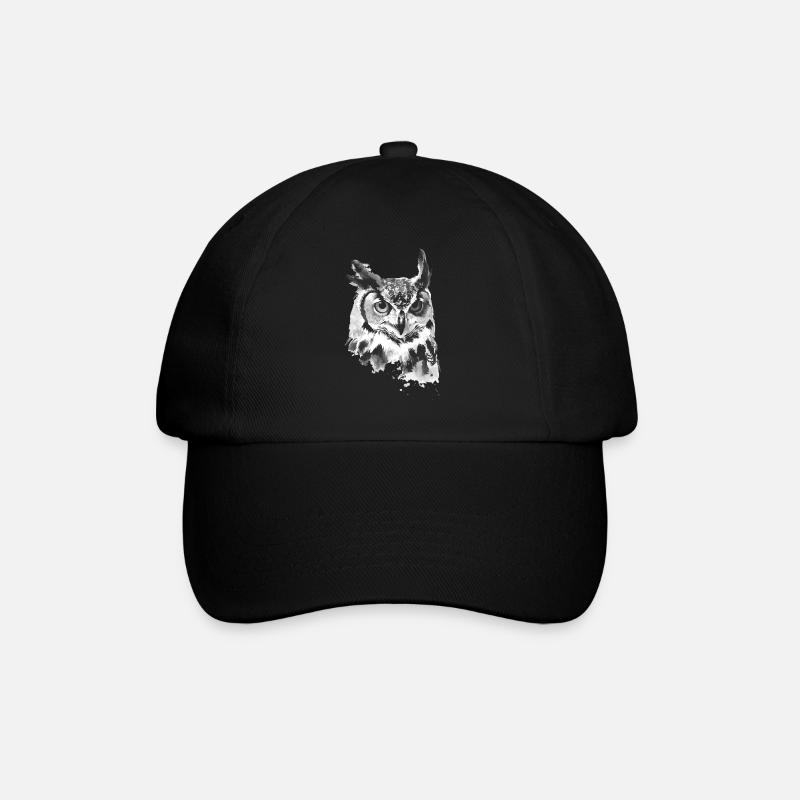 Eule - Baseballkappe - Schwarz/Schwarz