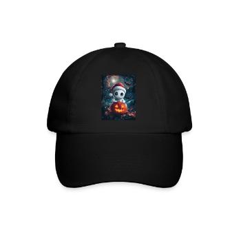 Halloween Gift Ghost with Christmas Hat Decoration - Baseball Cap - black/black - Front