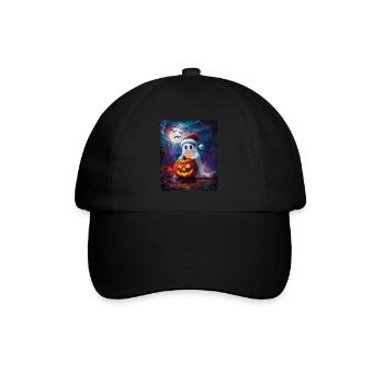 Halloween Gift Ghost with Christmas Hat Decoration - Baseball Cap - black/black - Front