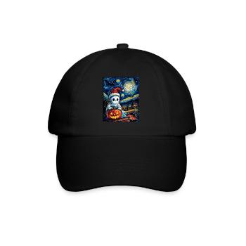 Halloween Gift Ghost with Christmas Hat Decoration - Baseball Cap - black/black - Front