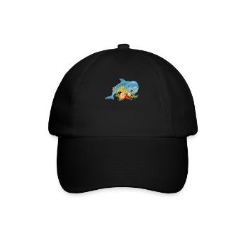 Dolphin with beautiful flowers - Baseball Cap - black/black - Front