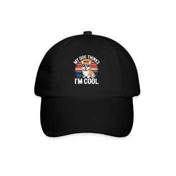 Corgi mon chien pense que je suis cool - Casquette classique - noir/noir - Devant
