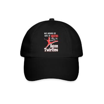 Baton Twirling Spent Time One Baton Twirling - Baseball Cap - black/black - Front