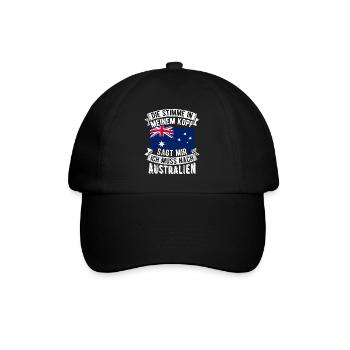 Die Stimme In Meinem Kopf Sagt Mir Muss Nach Austr - Baseballkappe - Schwarz/Schwarz - Vorne