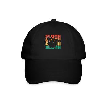 Sloth Retro Text Brown-Throated Pilosa Folivora - Baseball Cap - black/black - Front