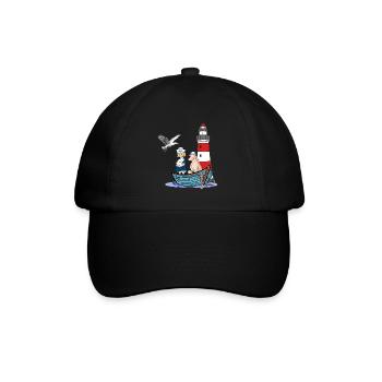 Maritime Sailor Boat Kids Child Sheep Adventure - Baseball Cap - black/black - Front