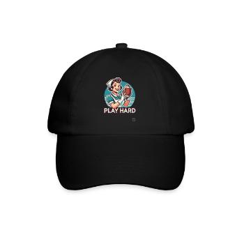 Retro Cartoon Hausfrau spielt American Football - Baseballkappe - Schwarz/Schwarz - Vorne
