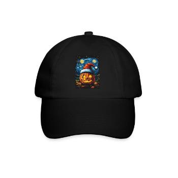 Halloween Gift Pumpkin with Santa Hat Decoration - Baseball Cap - black/black - Front