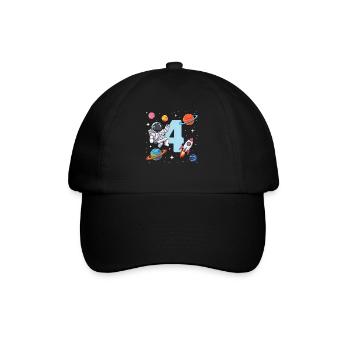 4ème anniversaire garçons 4 ans astronaute anniversaire - Casquette classique - noir/noir - Devant