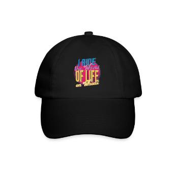 Rollerskater I Ride The Waves Of Life Gift Idea - Baseballkappe - Schwarz/Schwarz - Vorne