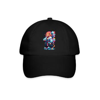 Samouraï Lion Esthétique Vaporwave Style Japon Art - Casquette classique - noir/noir - Devant