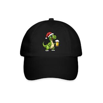 Dinosaurier brontosaurus Weihnachten Bier - Baseballkappe - Schwarz/Schwarz - Vorne