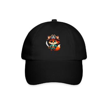Fuchs Halloween Pirat Kinder Frauen Männer Fuchs - Baseballkappe - Schwarz/Schwarz - Vorne