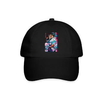 Tiger Yokai Vaporwave Aesthetic Samurai Art - Baseball Cap - black/black - Front