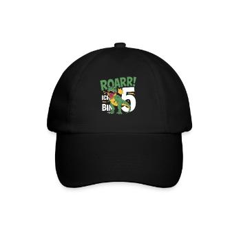 5th Birthday 5 Years Dino Dinosaur Fan - Baseball Cap - black/black - Front