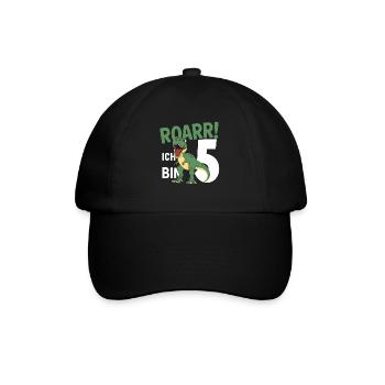 5th Birthday 5 Years Dino Dinosaur Fan - Baseball Cap - black/black - Front