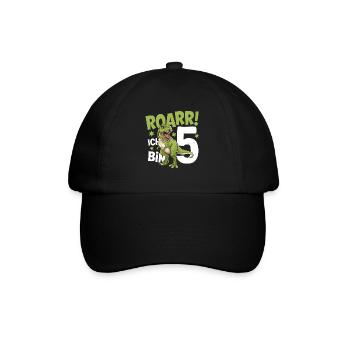 5th Birthday 5 Years Dino Dinosaur Fan - Baseball Cap - black/black - Front