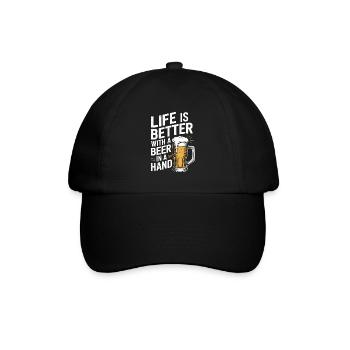 life is better with a beer in a hand - Baseball Cap - black/black - Front