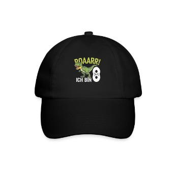 8th Birthday 8 Years Dino Dinosaur Fan - Baseball Cap - black/black - Front