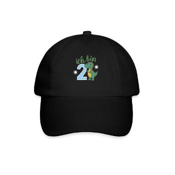 2. Geburtstag 2 Jahre Dino Dinosaurier Fan - Baseballkappe - Schwarz/Schwarz - Vorne