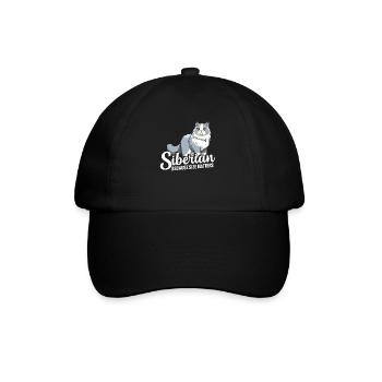 Sibirische Katze: Weil Es Auf Die Größe Ankommt - Baseballkappe - Schwarz/Schwarz - Vorne