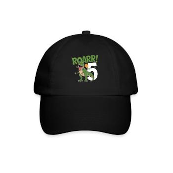 5th Birthday 5 Years Dino Dinosaur Fan - Baseball Cap - black/black - Front