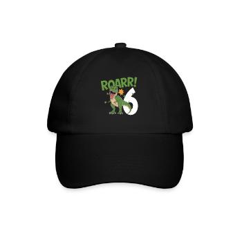 6th Birthday 6 Years Dino Dinosaur Fan - Baseball Cap - black/black - Front