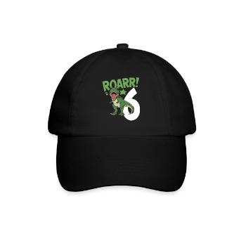 6th Birthday 6 Years Dino Dinosaur Fan - Baseball Cap - black/black - Front
