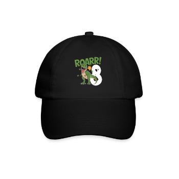 8. Geburtstag 8 Jahre Dino Dinosaurier Fan - Baseballkappe - Schwarz/Schwarz - Vorne
