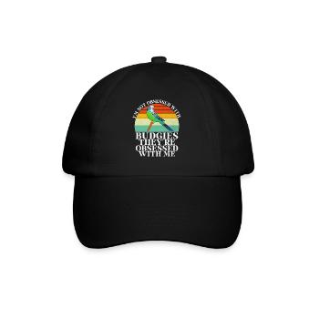 Budgie Gift - Baseballkappe - Schwarz/Schwarz - Vorne