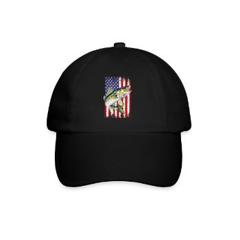 Walleye camo American flag - Baseballkappe - Schwarz/Schwarz - Vorne