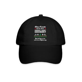 Weihnachten Wichteln Häßliches Weihnachtsshirt - Baseballkappe - Schwarz/Schwarz - Vorne