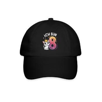 8. Geburtstag Katze Kätzchen Kindergeburtstag - Baseballkappe - Schwarz/Schwarz - Vorne