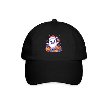 Halloween Geschenk Geist mit Weihnachtsmütze Deko - Baseballkappe - Schwarz/Schwarz - Vorne
