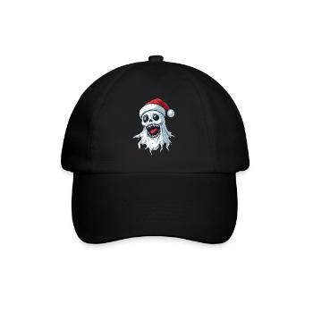 Halloween Geschenk Geist mit Weihnachtsmütze Deko - Baseballkappe - Schwarz/Schwarz - Vorne