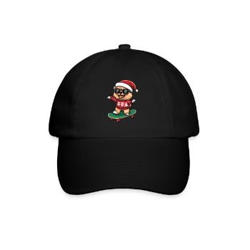 Pomeranian Dog Christmas Skateboard Pomeranian - Baseball Cap - black/black - Front