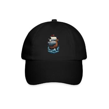 Bateau-dragon viking en haute mer - Casquette classique - noir/noir - Devant
